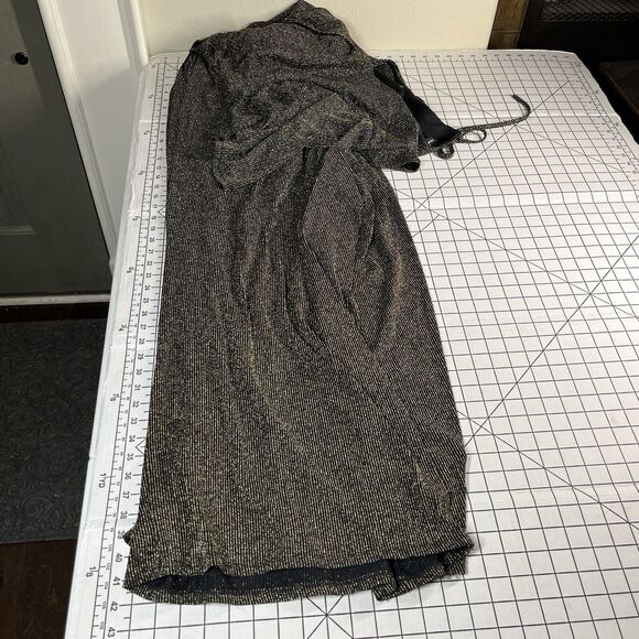 Torrid Shimmer Surplice Neck Wide Leg Jumpsuit Black Gold 4X Tie Waist Pockets - Picture 14 of 14